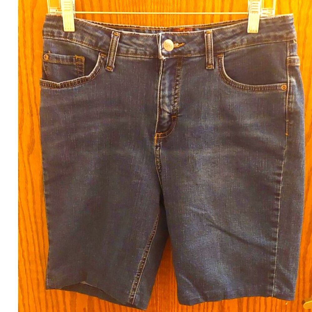 Lee Women’s 12M Bermuda Denim Shorts Stretch Blue Long Jean Shorts 18”